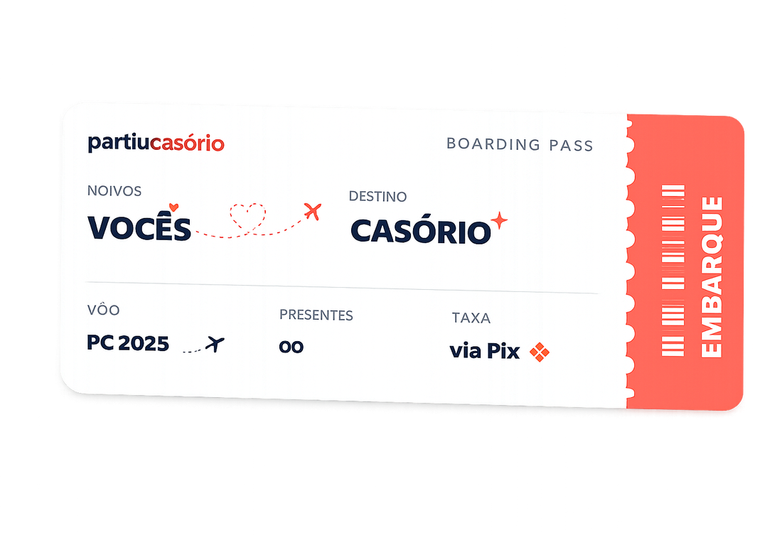 Cartão de embarque do casório — partiu casório